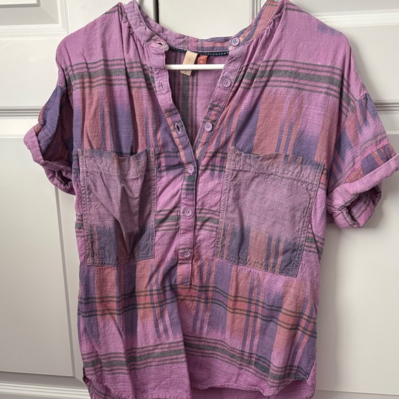Pilcro Tops - Pilcro Purple Plaid Button-Up Shirt
